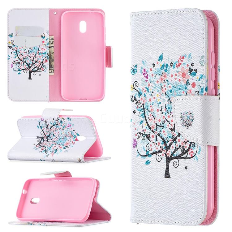 Colorful Tree Leather Wallet Case for Nokia C1 Plus