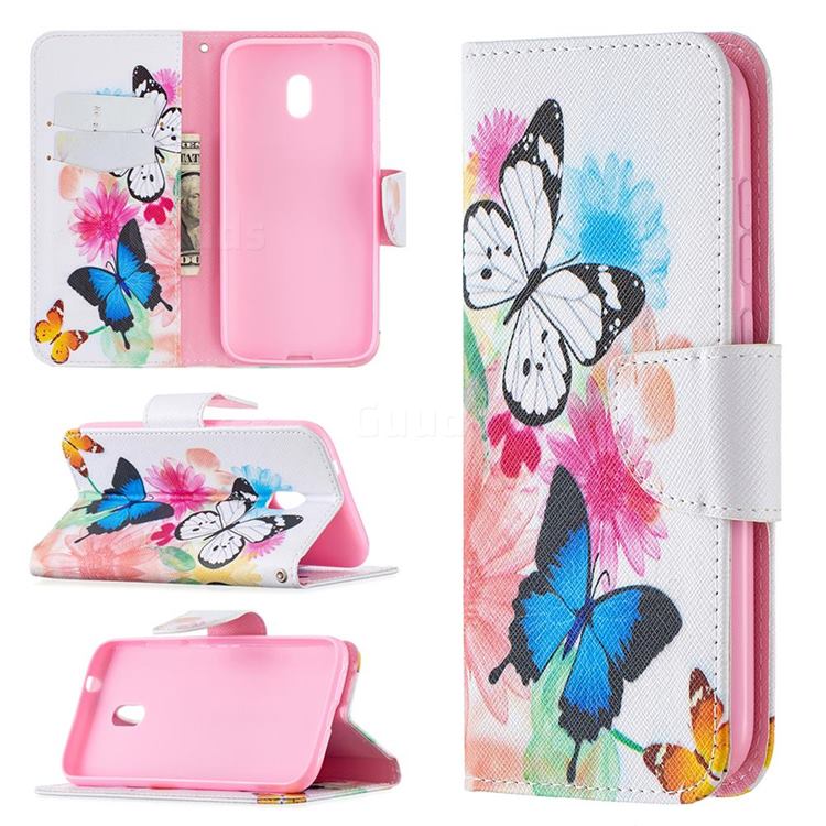 Vivid Flying Butterflies Leather Wallet Case for Nokia C1 Plus