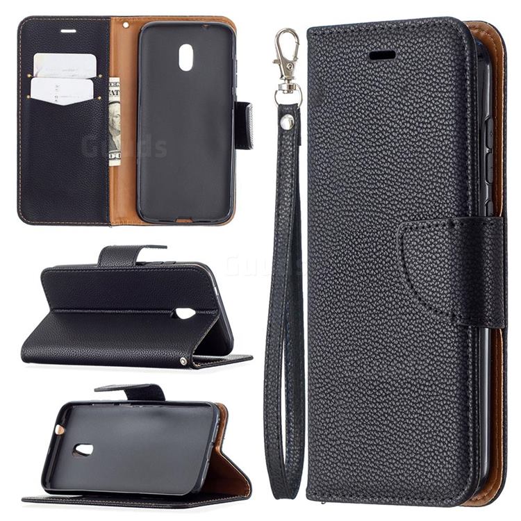 Classic Luxury Litchi Leather Phone Wallet Case for Nokia C1 Plus - Black