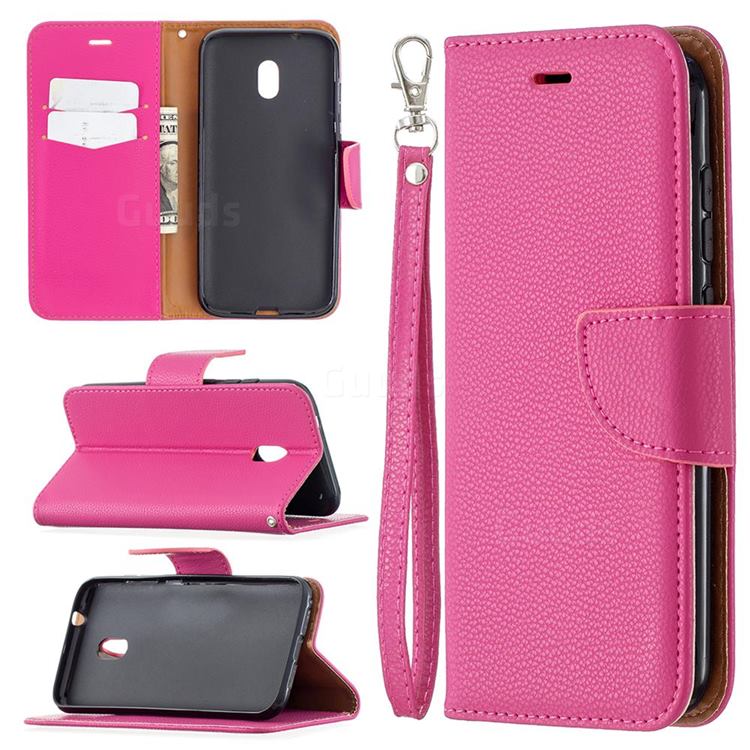 Classic Luxury Litchi Leather Phone Wallet Case for Nokia C1 Plus - Rose