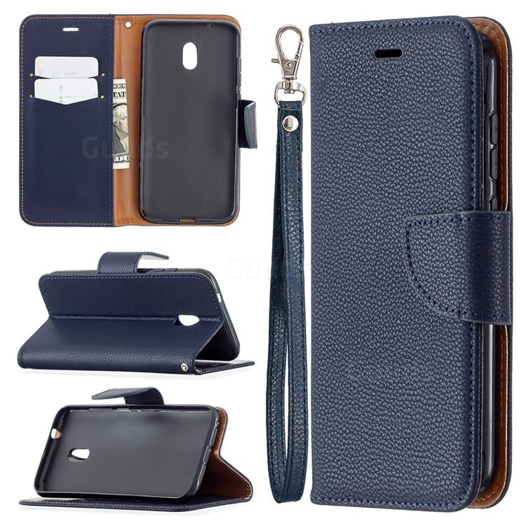 Classic Luxury Litchi Leather Phone Wallet Case for Nokia C1 Plus - Blue
