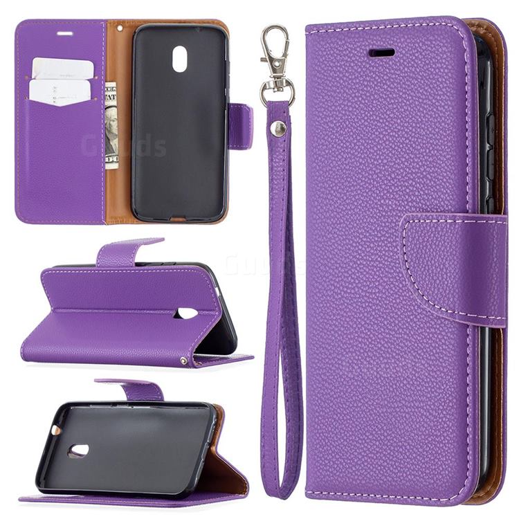 Classic Luxury Litchi Leather Phone Wallet Case for Nokia C1 Plus - Purple