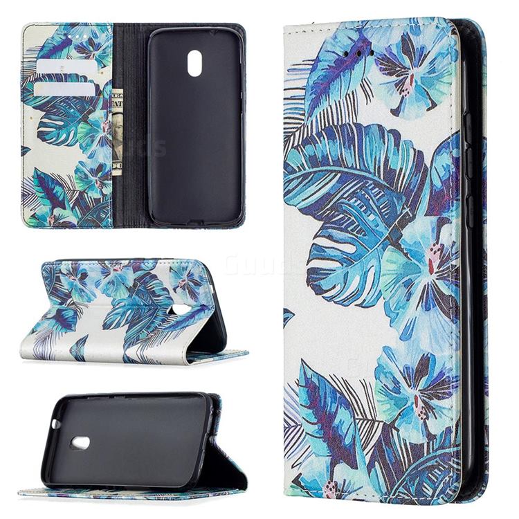 Blue Leaf Slim Magnetic Attraction Wallet Flip Cover for Nokia C1 Plus