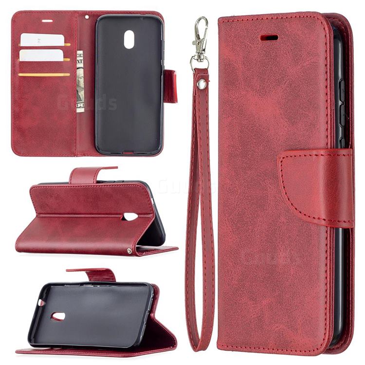 Classic Sheepskin PU Leather Phone Wallet Case for Nokia C1 Plus - Red