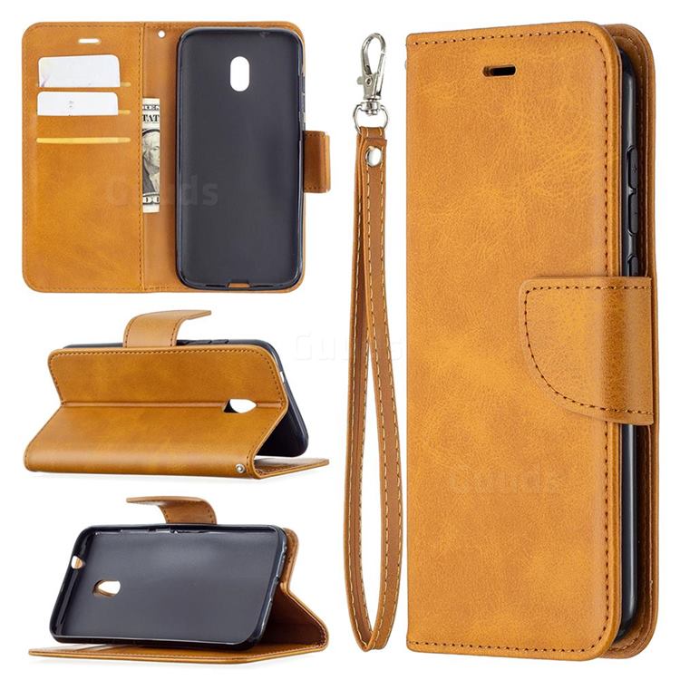 Classic Sheepskin PU Leather Phone Wallet Case for Nokia C1 Plus - Yellow