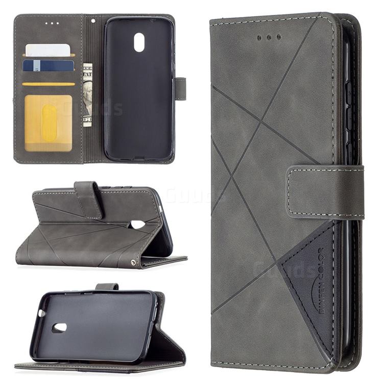 Binfen Color BF05 Prismatic Slim Wallet Flip Cover for Nokia C1 Plus - Gray