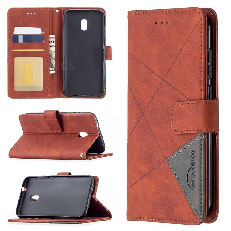 Binfen Color BF05 Prismatic Slim Wallet Flip Cover for Nokia C1 Plus - Brown