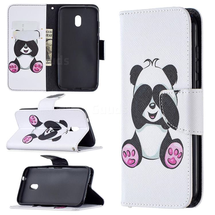 Lovely Panda Leather Wallet Case for Nokia C1 Plus