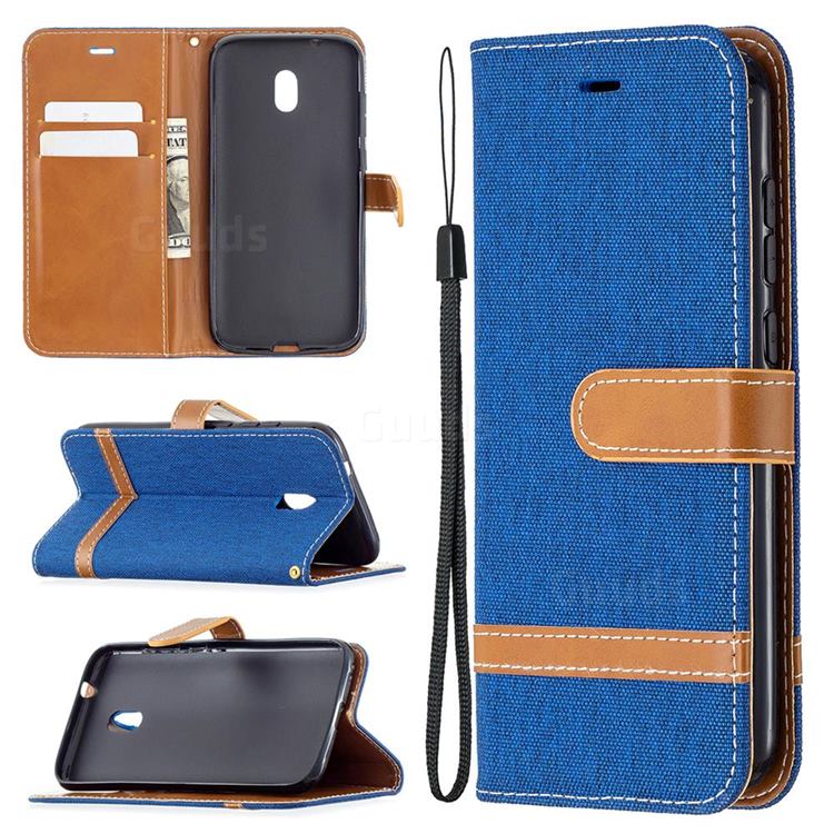Jeans Cowboy Denim Leather Wallet Case for Nokia C1 Plus - Sapphire