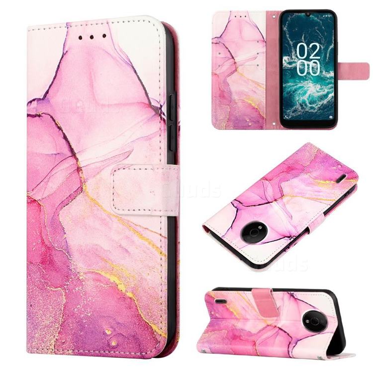 Pink Purple Marble Leather Wallet Protective Case for Nokia C200