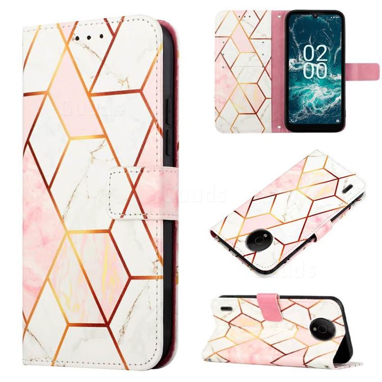 Pink White Marble Leather Wallet Protective Case for Nokia C200