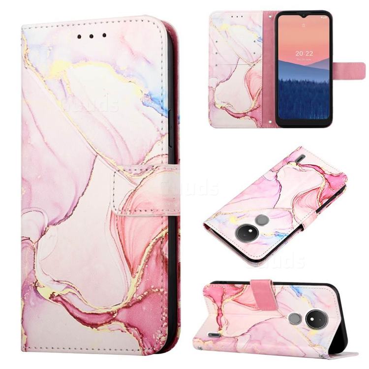 Rose Gold Marble Leather Wallet Protective Case for Nokia C21
