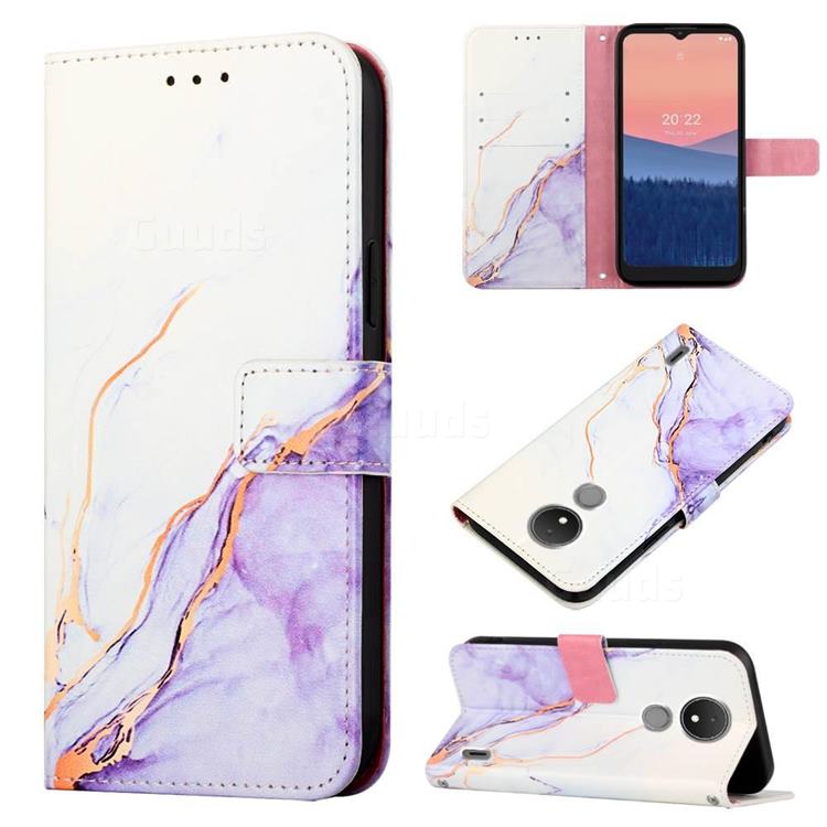 Purple White Marble Leather Wallet Protective Case for Nokia C21