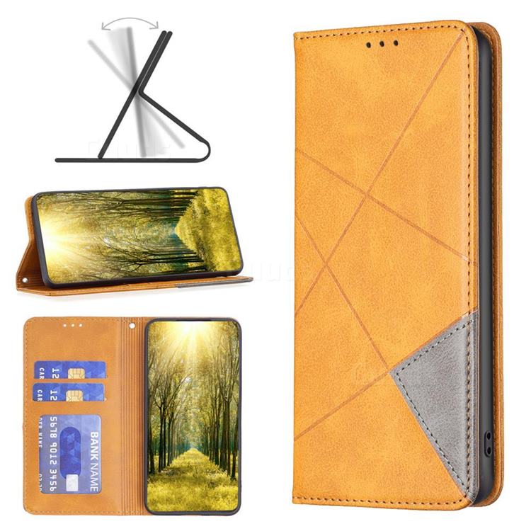 Prismatic Slim Magnetic Sucking Stitching Wallet Flip Cover for Nokia C22 - Yellow