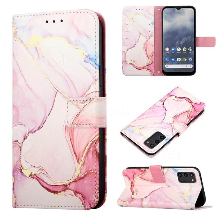 Rose Gold Marble Leather Wallet Protective Case for Nokia G100