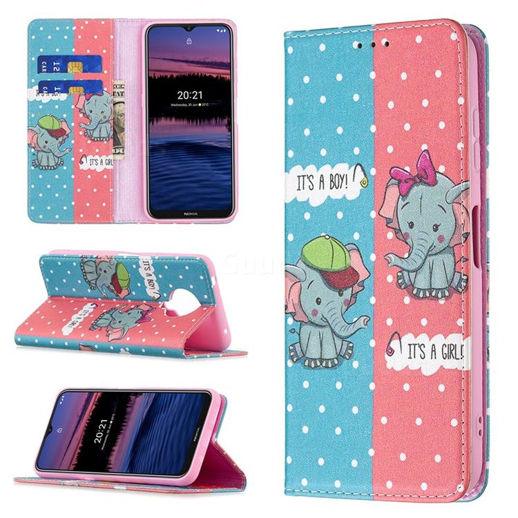Elephant Boy and Girl Slim Magnetic Attraction Wallet Flip Cover