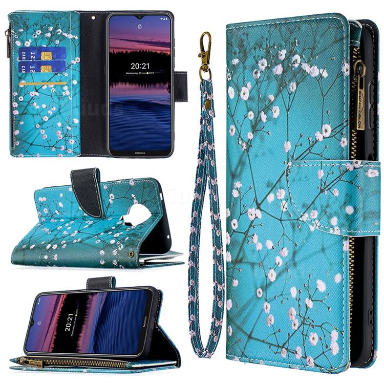 Blue Plum Binfen Color BF03 Retro Zipper Leather Wallet Phone Case for Nokia G20