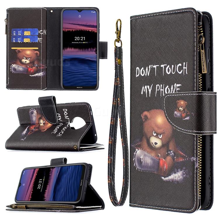 Chainsaw Bear Binfen Color BF03 Retro Zipper Leather Wallet Phone Case for Nokia G20
