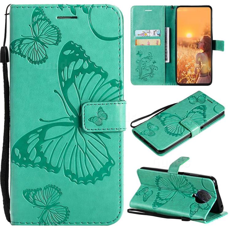 Embossing 3D Butterfly Leather Wallet Case for Nokia G20 - Green