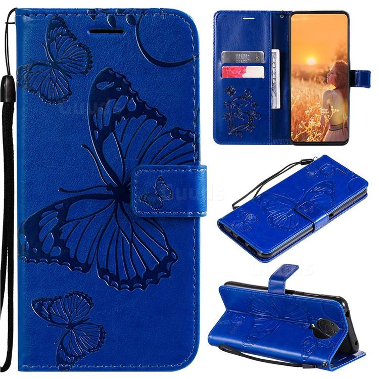 Embossing 3D Butterfly Leather Wallet Case for Nokia G20 - Blue