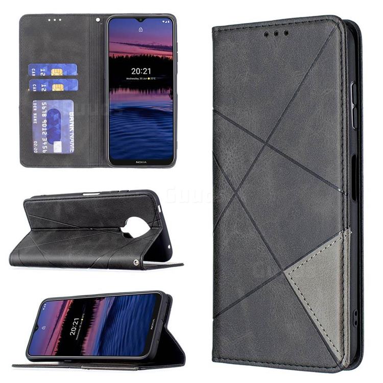 Prismatic Slim Magnetic Sucking Stitching Wallet Flip Cover for Nokia G20 - Black