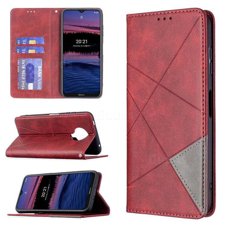 Prismatic Slim Magnetic Sucking Stitching Wallet Flip Cover for Nokia G20 - Red