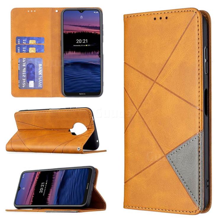 Prismatic Slim Magnetic Sucking Stitching Wallet Flip Cover for Nokia G20 - Yellow