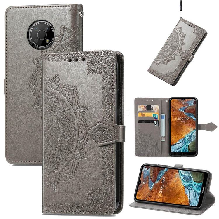 Embossing Imprint Mandala Flower Leather Wallet Case for Nokia G300 - Gray