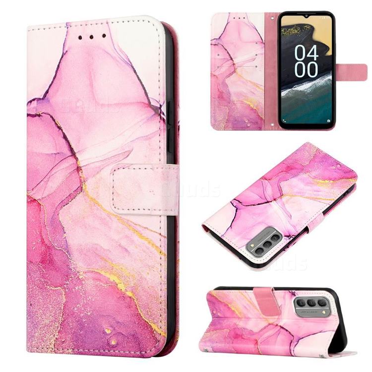 Pink Purple Marble Leather Wallet Protective Case for Nokia G400