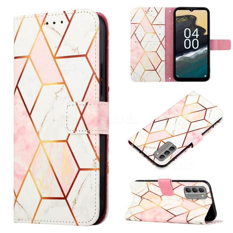 Pink White Marble Leather Wallet Protective Case for Nokia G400