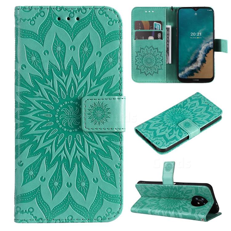 Embossing Sunflower Leather Wallet Case for Nokia G50 - Green