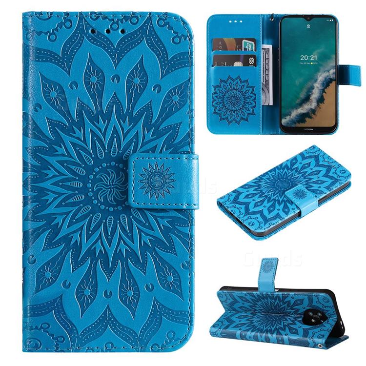 Embossing Sunflower Leather Wallet Case for Nokia G50 - Blue