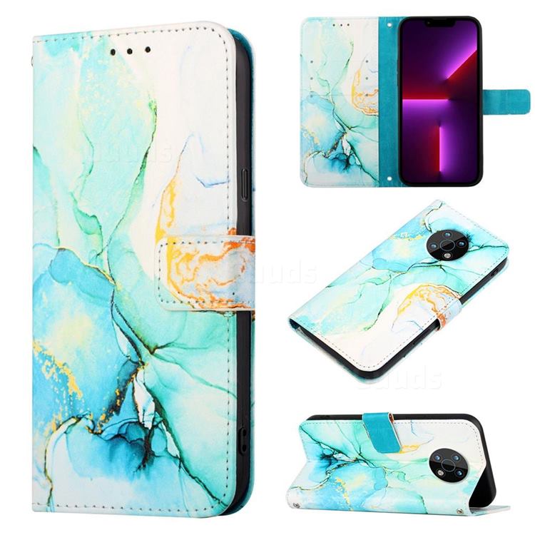 Green Illusion Marble Leather Wallet Protective Case for Nokia G50