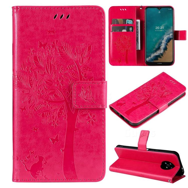 Embossing Butterfly Tree Leather Wallet Case for Nokia G50 - Rose