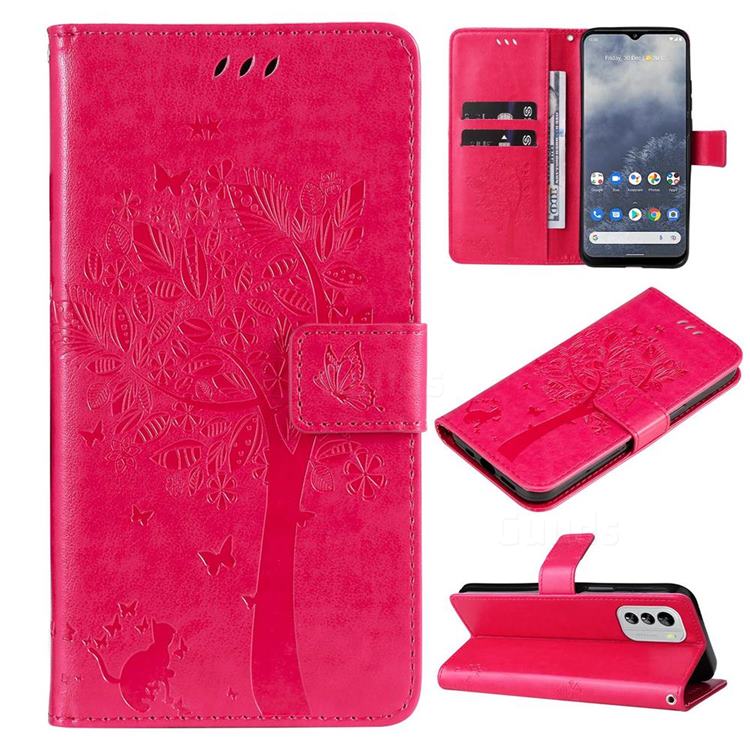 Embossing Butterfly Tree Leather Wallet Case for Nokia G60 - Rose