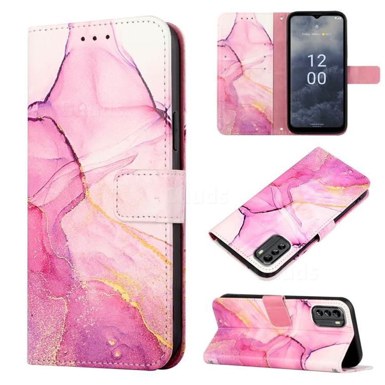 Pink Purple Marble Leather Wallet Protective Case for Nokia G60