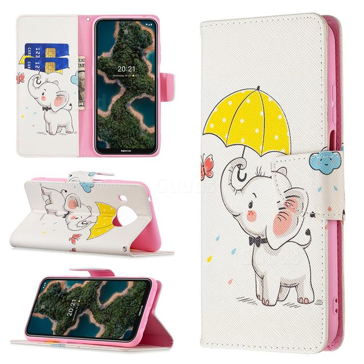 Umbrella Elephant Leather Wallet Case for Nokia X10