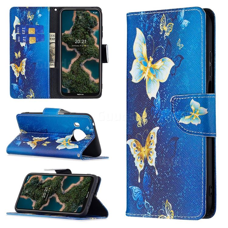 Golden Butterflies Leather Wallet Case for Nokia X10