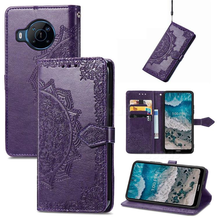 Embossing Imprint Mandala Flower Leather Wallet Case for Nokia X100 - Purple