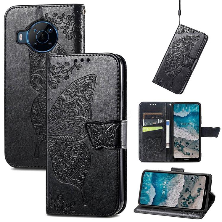 Embossing Mandala Flower Butterfly Leather Wallet Case for Nokia X100 - Black