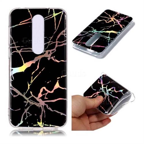 Plating Black Marble Pattern Bright Color Laser Soft TPU Case for Nokia 6.1 Plus (Nokia X6)