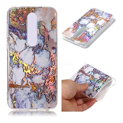 Gold Plating Marble Pattern Bright Color Laser Soft TPU Case for Nokia 6.1 Plus (Nokia X6)