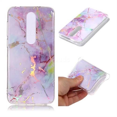 Pink Purple Marble Pattern Bright Color Laser Soft TPU Case for Nokia 6.1 Plus (Nokia X6)