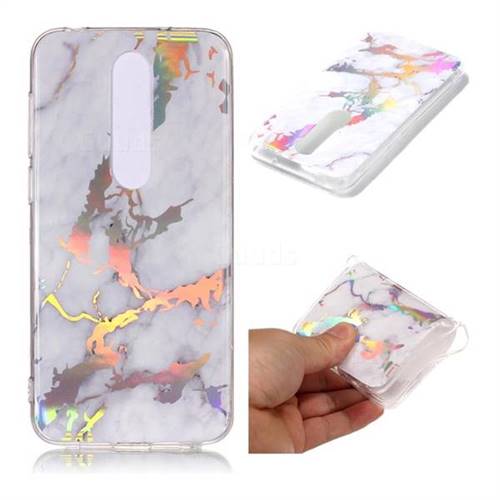 White Marble Pattern Bright Color Laser Soft TPU Case for Nokia 6.1 Plus (Nokia X6)