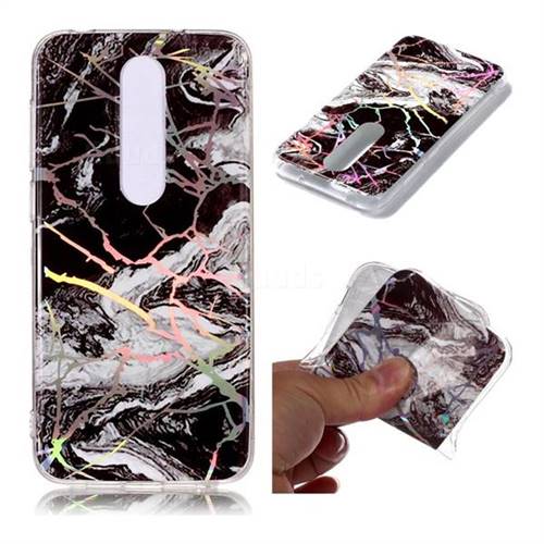 White Black Marble Pattern Bright Color Laser Soft TPU Case for Nokia 6.1 Plus (Nokia X6)