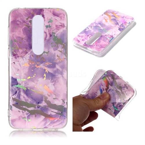 Purple Marble Pattern Bright Color Laser Soft TPU Case for Nokia 6.1 Plus (Nokia X6)