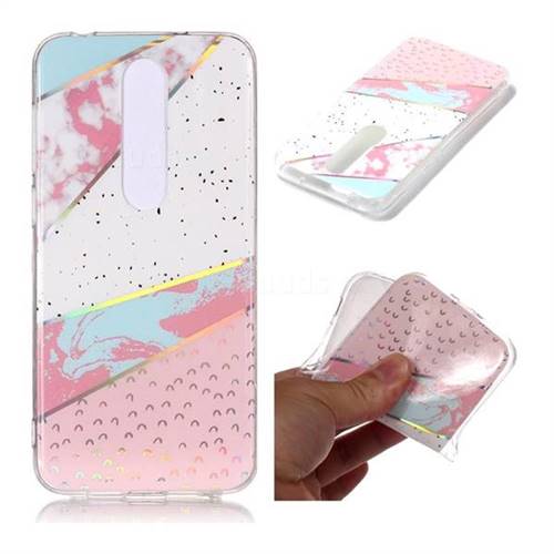 Matching Color Marble Pattern Bright Color Laser Soft TPU Case for Nokia 6.1 Plus (Nokia X6)