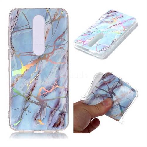 Light Blue Marble Pattern Bright Color Laser Soft TPU Case for Nokia 6.1 Plus (Nokia X6)