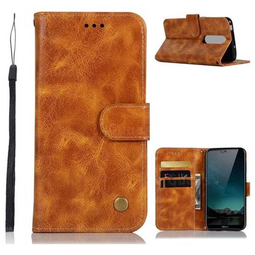 Luxury Retro Leather Wallet Case for Nokia 6.1 Plus (Nokia X6) - Golden