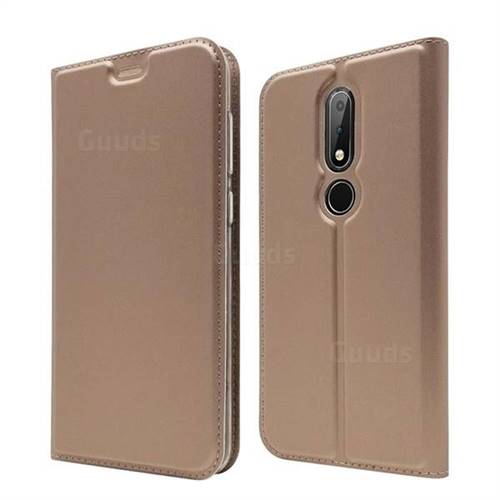 Ultra Slim Card Magnetic Automatic Suction Leather Wallet Case for Nokia 6.1 Plus (Nokia X6) - Rose Gold
